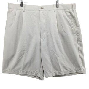 John Henry Golf Shorts Mens Light Khaki Pleated Polyester 8" Size 38